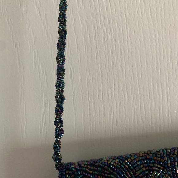 blue with multicolored beads clutch - Picture 4 of 6